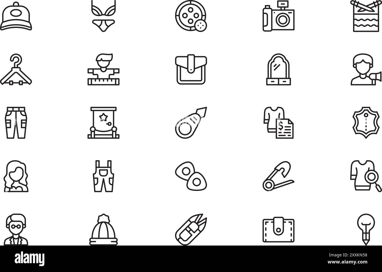 La collection d'icônes de conception de mode est une illustration vectorielle avec un trait modifiable. Illustration de Vecteur