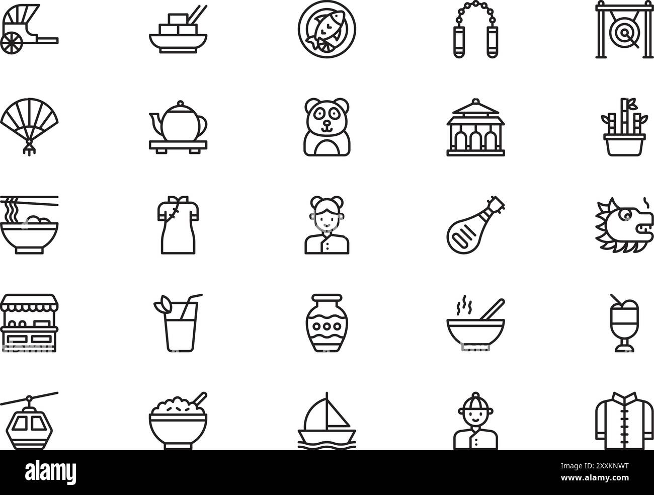 Hong kong Icons collection est une illustration vectorielle avec trait modifiable. Illustration de Vecteur