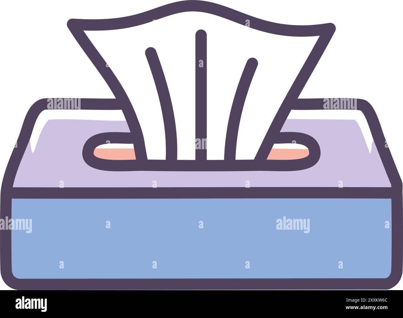 Icône de boîte de tissus. Illustration simple et colorée d'une boîte à mouchoirs, parfaite pour représenter des concepts liés à l'hygiène, à la santé ou aux soins personnels. Illustration de Vecteur