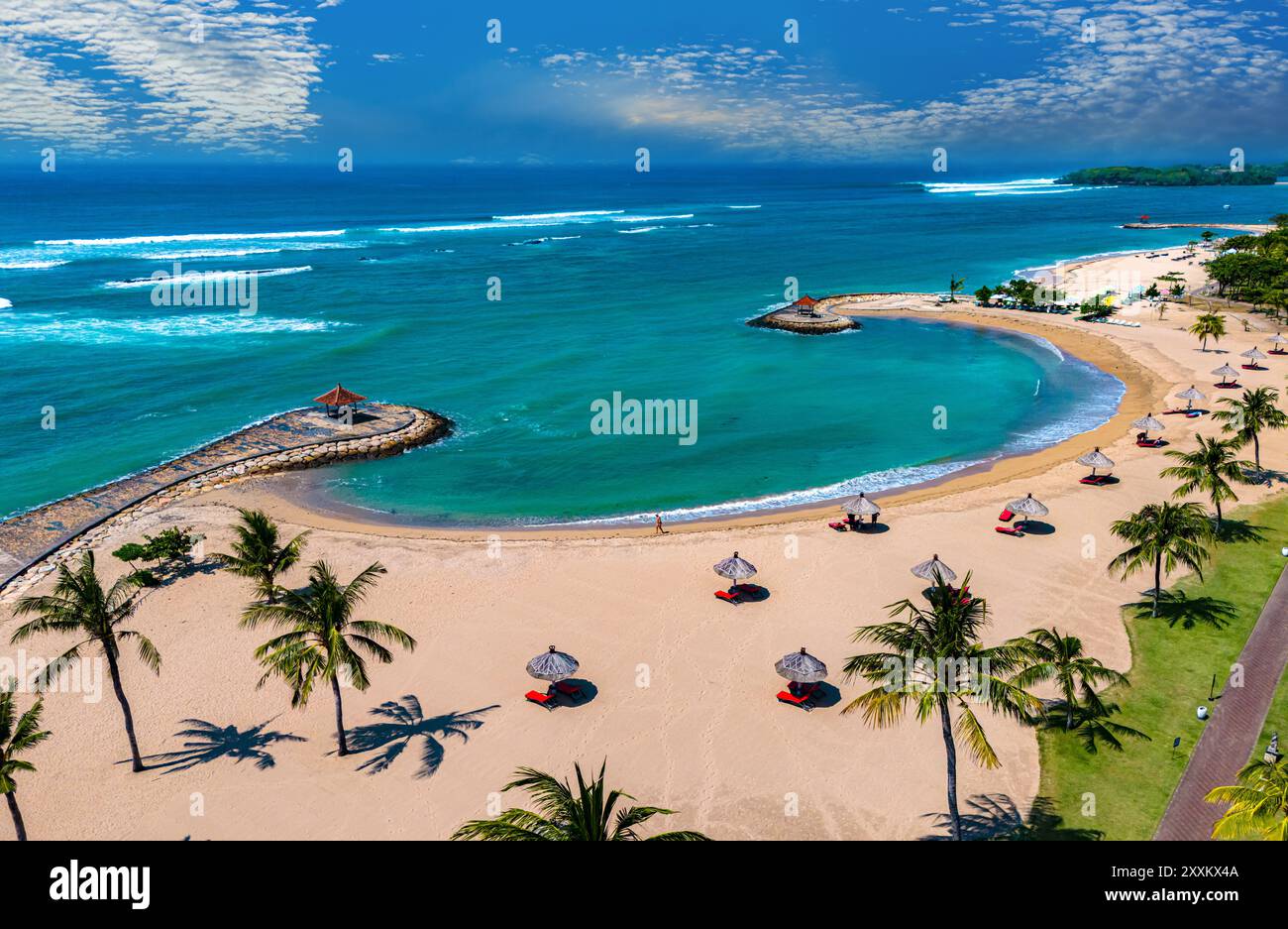 Vue de la zone de villégiature de Nusa Dua dans les environs de Denpasar dans le sud de Bali, Indonésie Banque D'Images