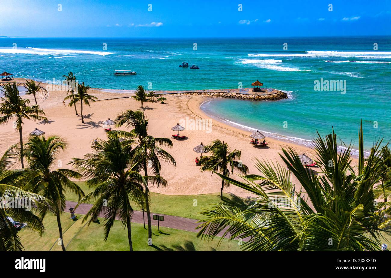 Vue de la zone de villégiature de Nusa Dua dans les environs de Denpasar dans le sud de Bali, Indonésie Banque D'Images