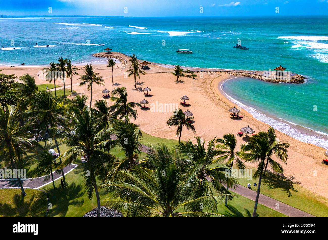 Vue de la zone de villégiature de Nusa Dua dans les environs de Denpasar dans le sud de Bali, Indonésie Banque D'Images