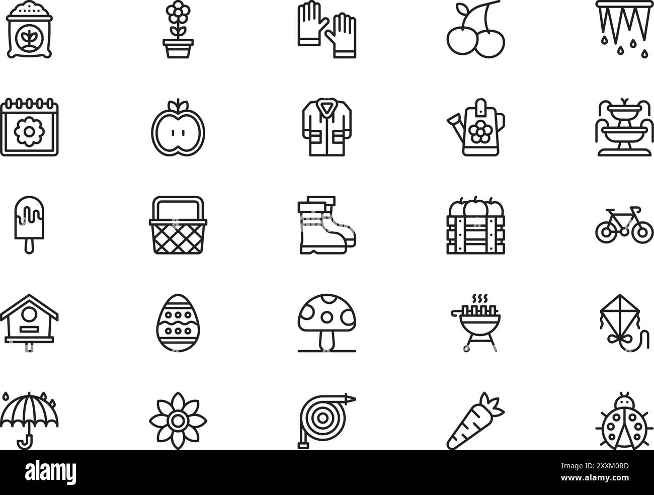 Collection d'icônes de printemps est une illustration vectorielle avec trait modifiable. Illustration de Vecteur