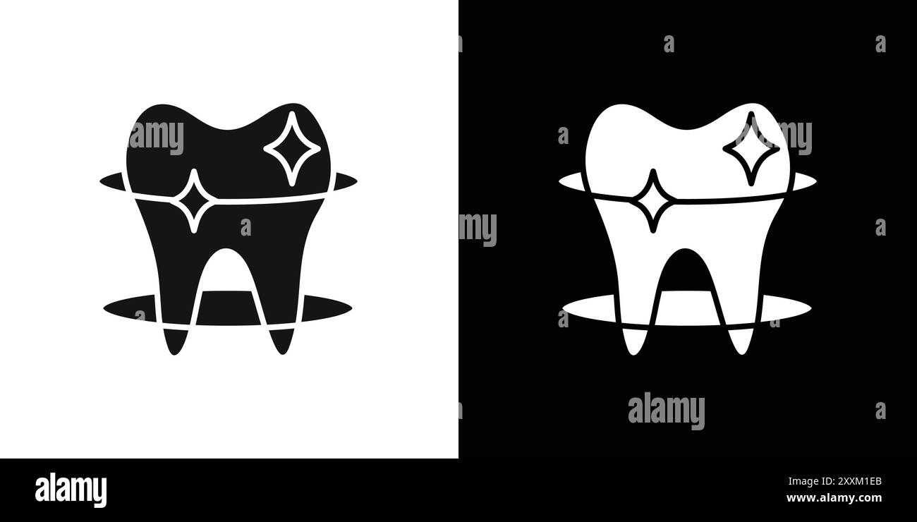 Icône de nettoyage des dents symbole vectoriel ou ensemble de signes collection dans un contour noir et blanc Illustration de Vecteur