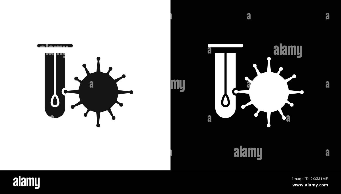 Icône de test PCR symbole vectoriel ou ensemble de signes collection dans un contour noir et blanc Illustration de Vecteur