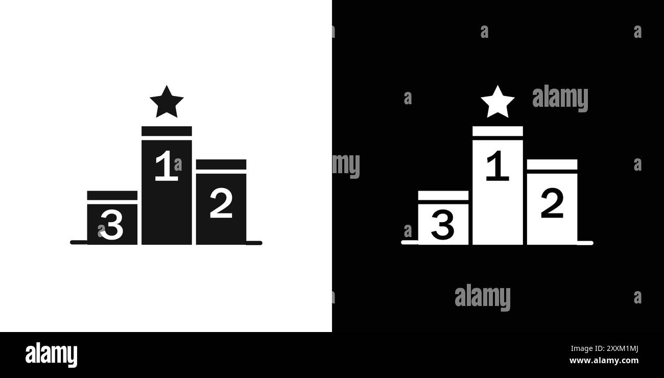Icône du podium gagnant symbole vecteur ou collection d'ensemble de signes dans un contour noir et blanc Illustration de Vecteur
