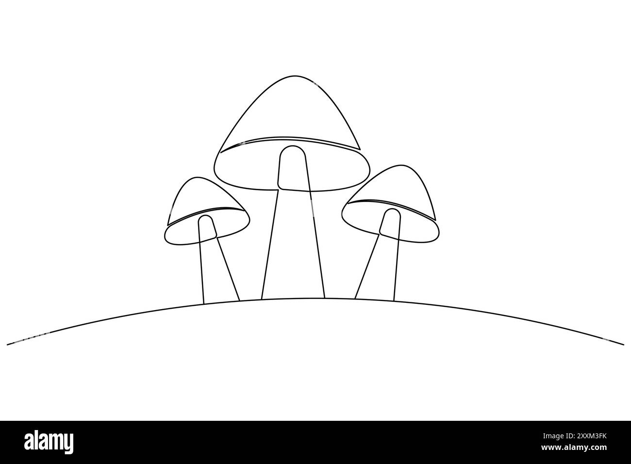 Dessin continu d'une ligne en forme de champignon de l'icône de vecteur de contour isolé Illustration de Vecteur