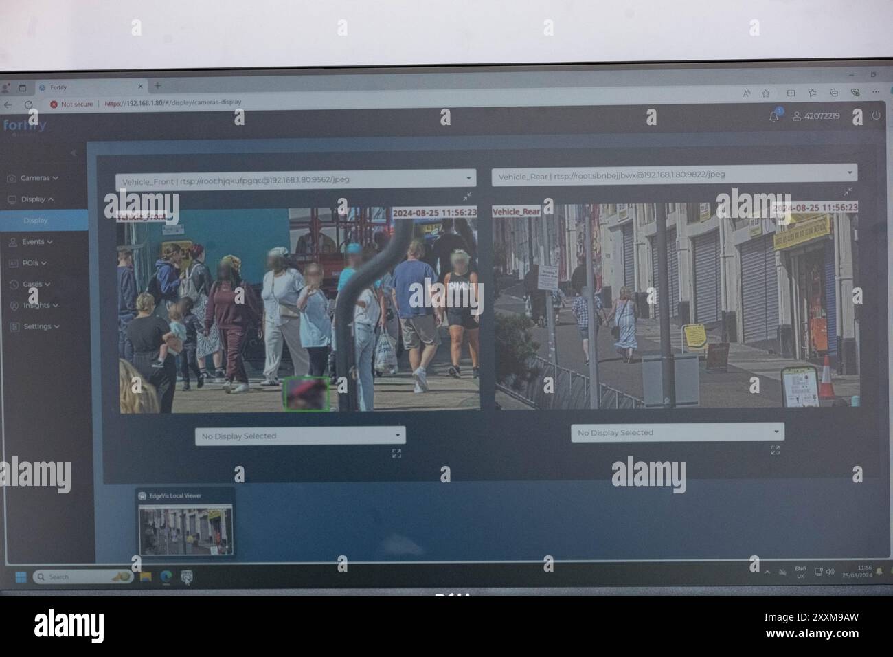 Southend on Sea, Essex 25 août 2024 la police d'Essex utilise la technologie de reconnaissance faciale en direct CCTV à Southend on Sea pendant le week-end de vacances bancaires. Crédit : Ian Davidson/Alamy Live News Banque D'Images