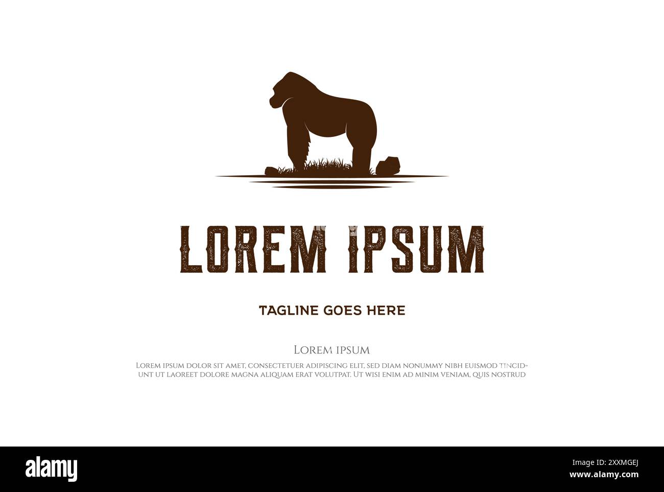 Vecteur de conception de logo Black Big Strong animal Gorilla Illustration de Vecteur