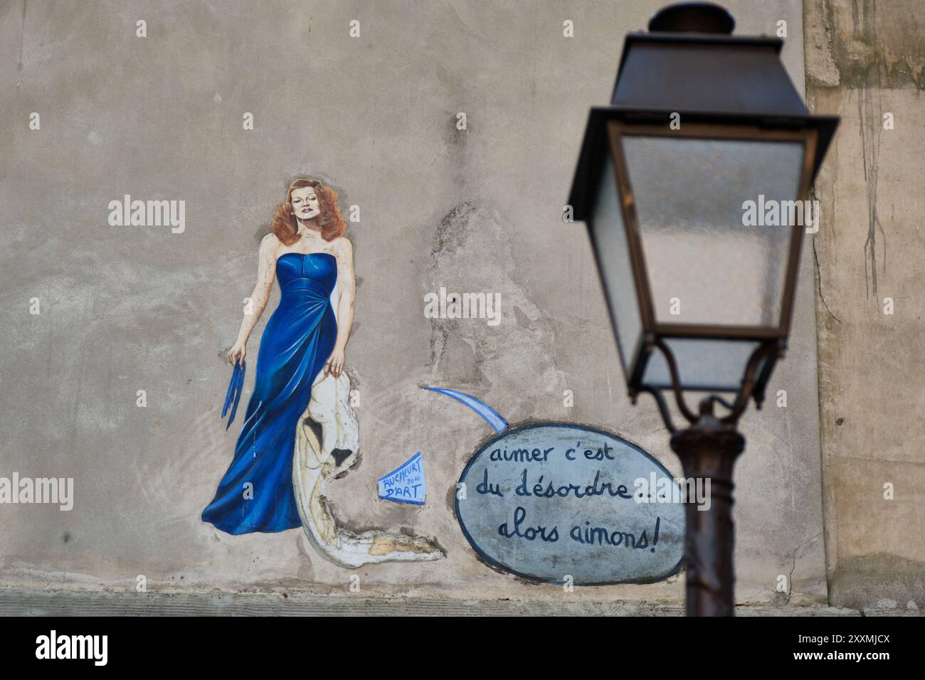 Le mur je t'aime à Montmartre Banque D'Images