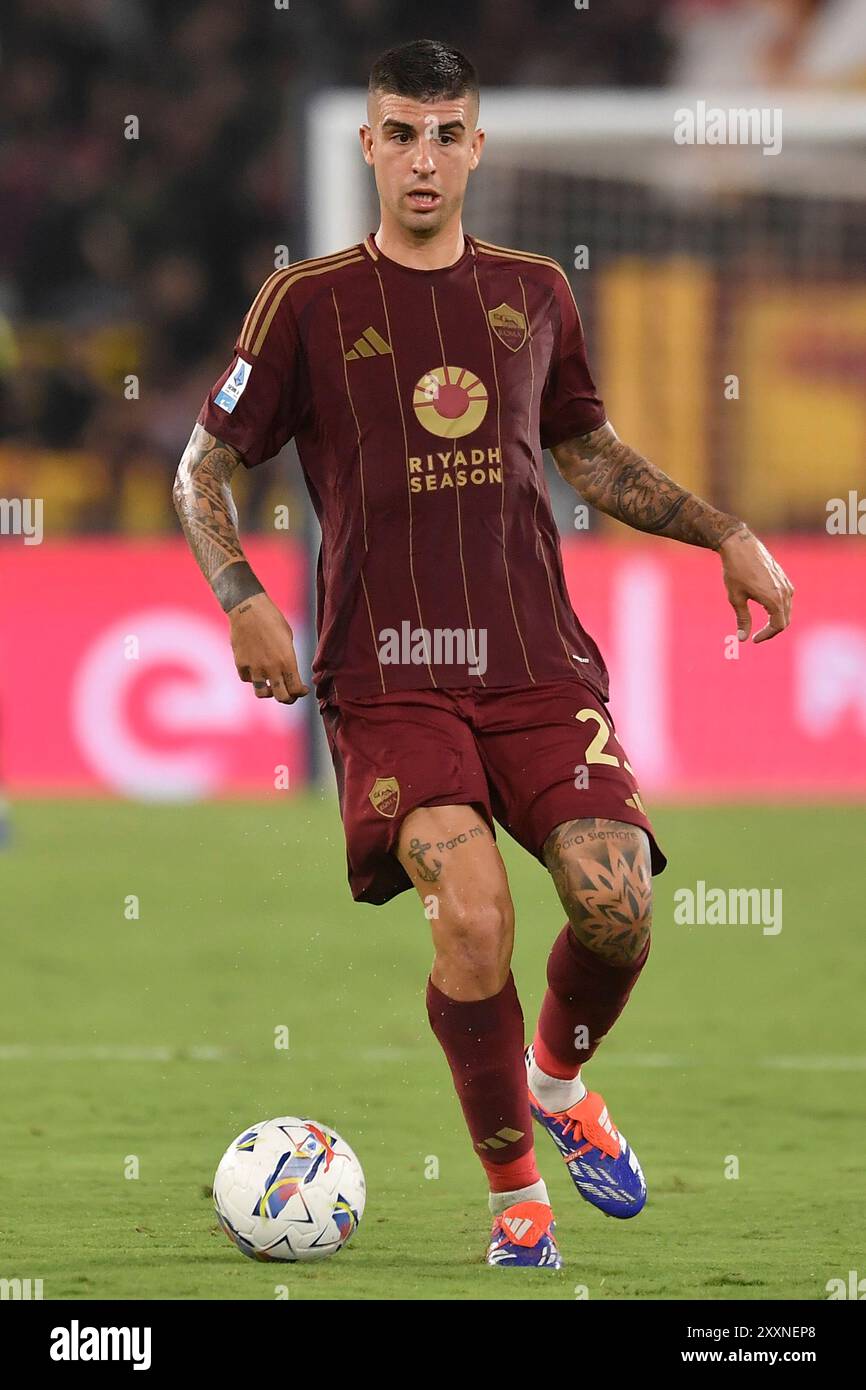 Rome, Italie. 25 août 2024. Gianluca Mancini de l'AS Roma lors du match de Serie A entre L'AS Roma et l'Empoli FC au stade Olimpico à Rome (Italie), le 25 août 2024. Crédit : Insidefoto di andrea staccioli/Alamy Live News Banque D'Images