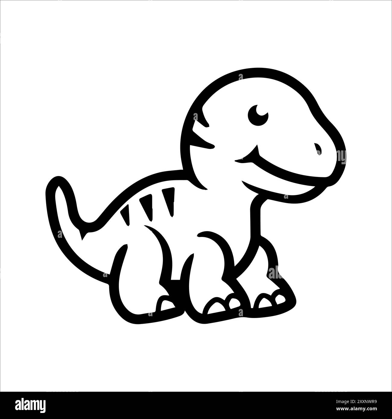 icône de dinosaure ou symbole de ligne moderne. Dessin au trait vectoriel et conception d'icône avec contour audacieux. Noir et blanc Pixel Perfect symbole minimaliste isolé whi Illustration de Vecteur