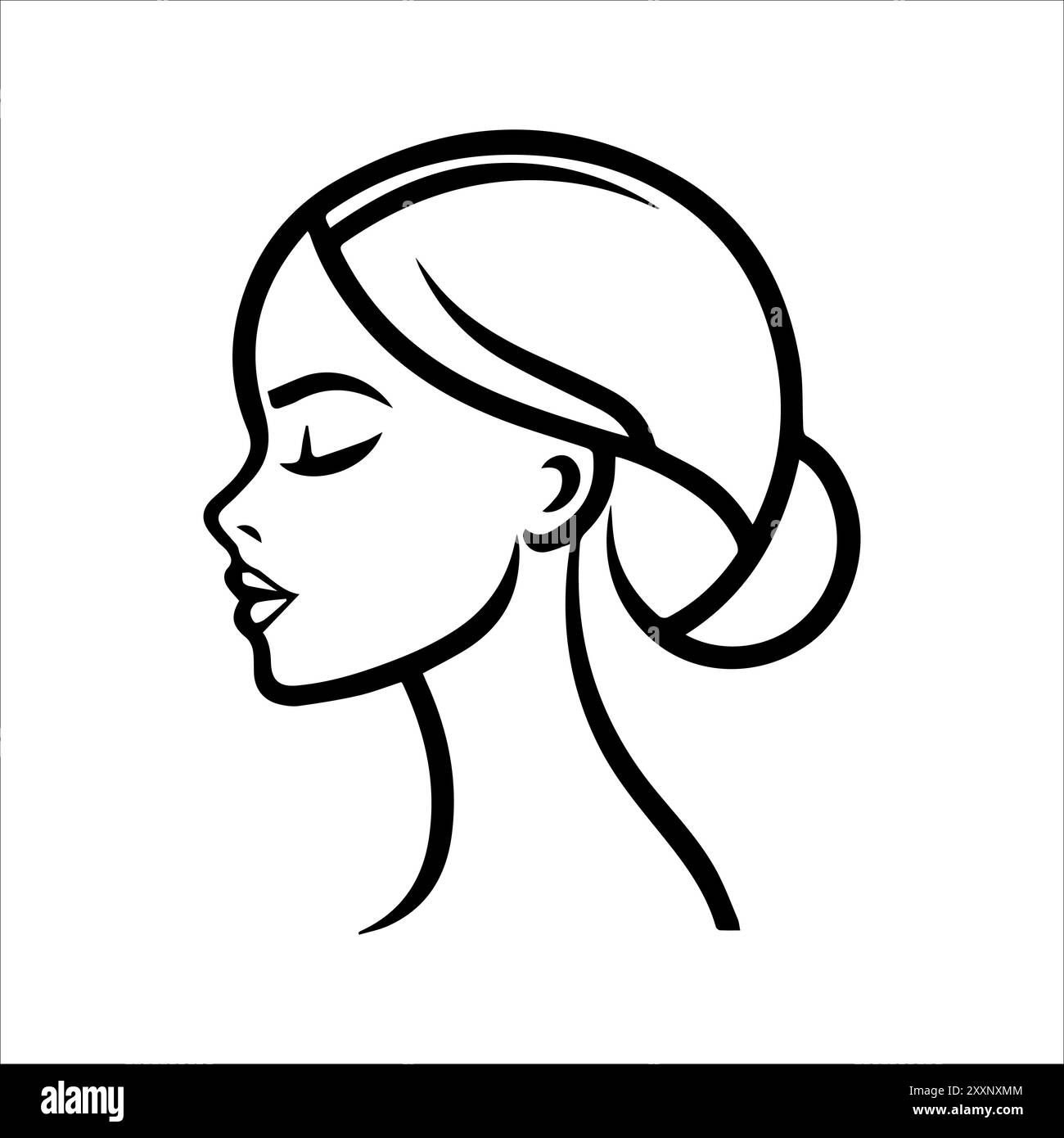 Icône de femme ou symbole de ligne moderne. Dessin au trait vectoriel et conception d'icône avec contour audacieux. Noir et blanc Pixel Perfect symbole minimaliste blanc isolé Illustration de Vecteur