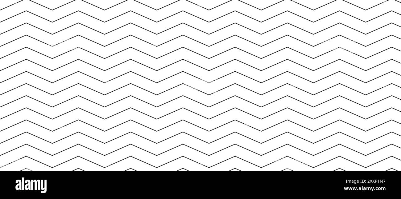 Fines lignes horizontales noires en zigzag sur fond blanc. Motif en zigzag. Bandes dentelées parallèles. Texture dentelée. Imprimé graphique minimaliste. Vecteur Illustration de Vecteur
