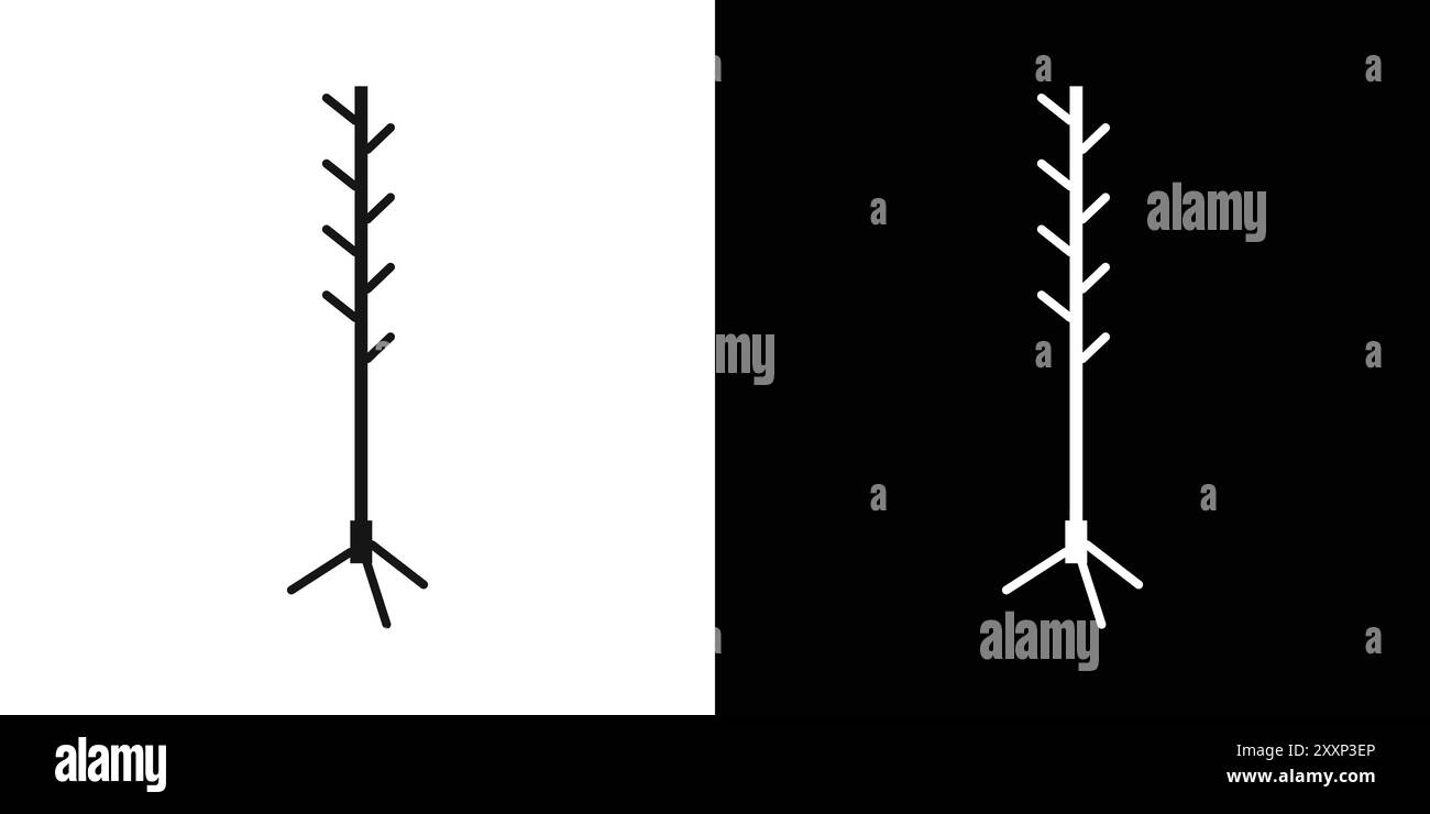 Icône de stand de manteau vecteur d'art de ligne noire en noir et blanc contour set signe de collection Illustration de Vecteur