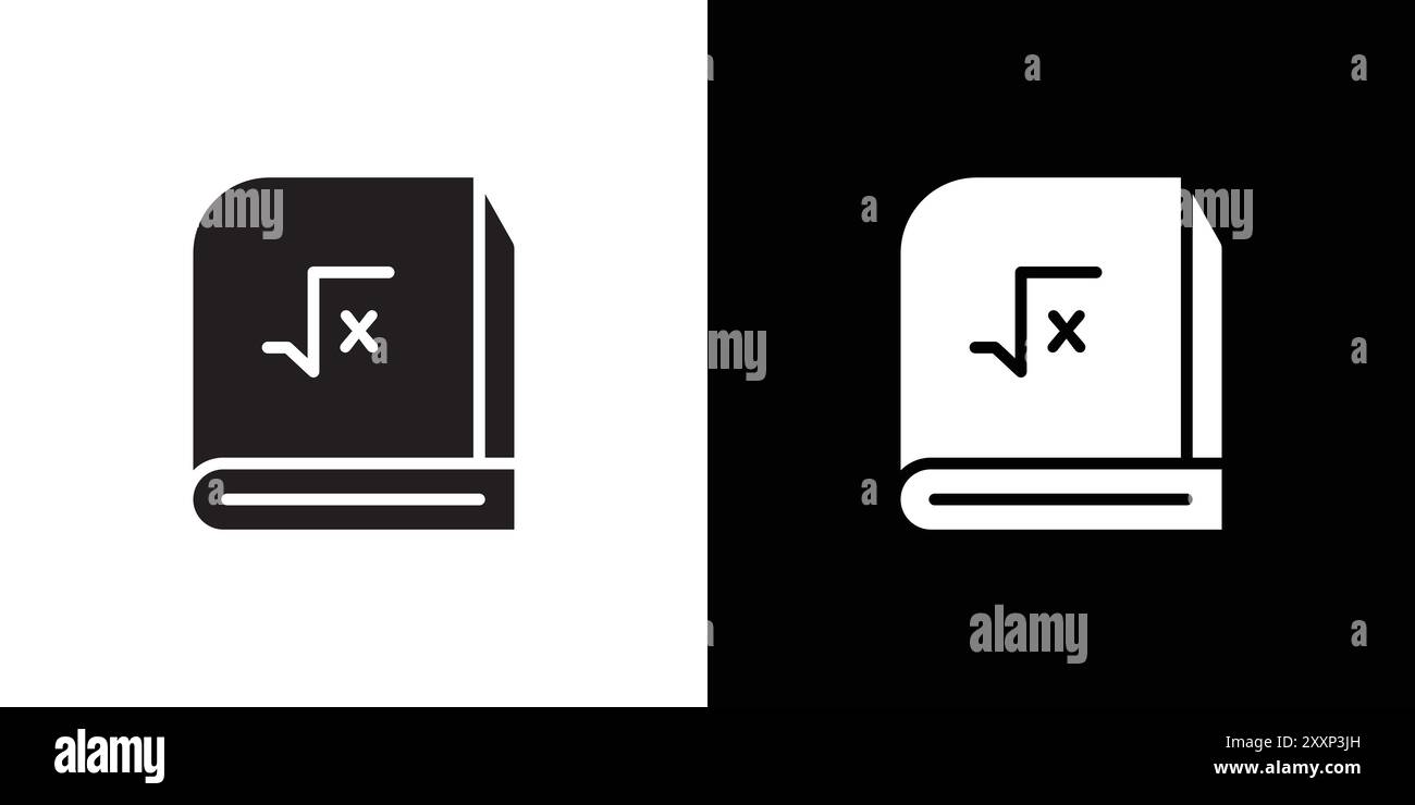 Icône de livre de maths vecteur d'art de ligne noire dans le signe de collection d'ensemble de contour noir et blanc Illustration de Vecteur