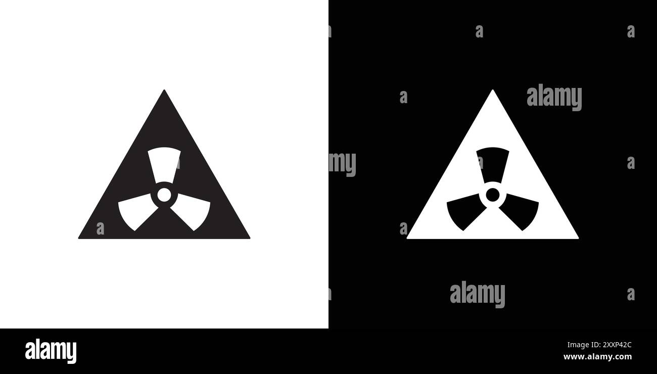 Icône de protection contre les risques de rayonnement vecteur d'art de ligne noire en noir et blanc de l'ensemble de l'enseigne de collection Illustration de Vecteur