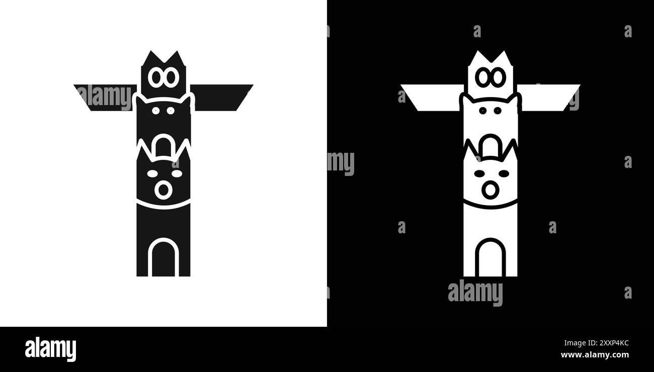 Icône totem vecteur d'art de ligne noire dans le signe de collection d'ensemble de contour noir et blanc Illustration de Vecteur