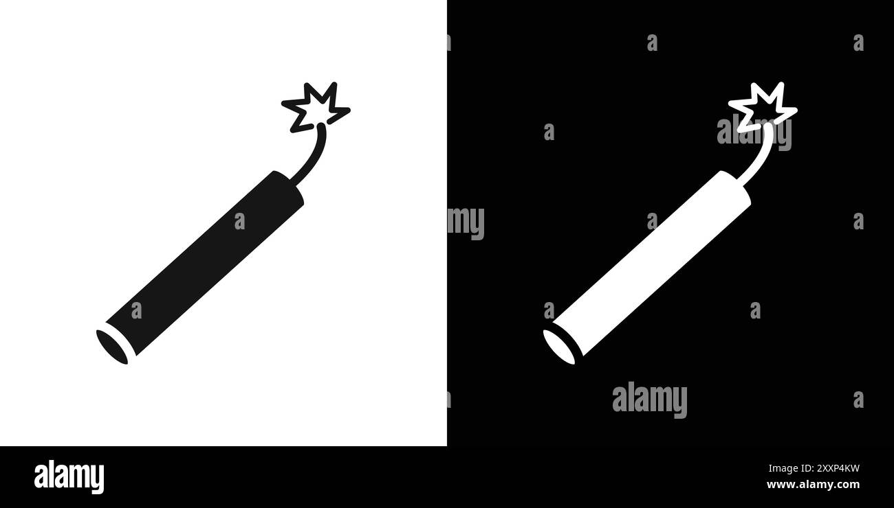 TNT dynamite icône vecteur d'art de ligne noir en noir et blanc contour set signe de collection Illustration de Vecteur