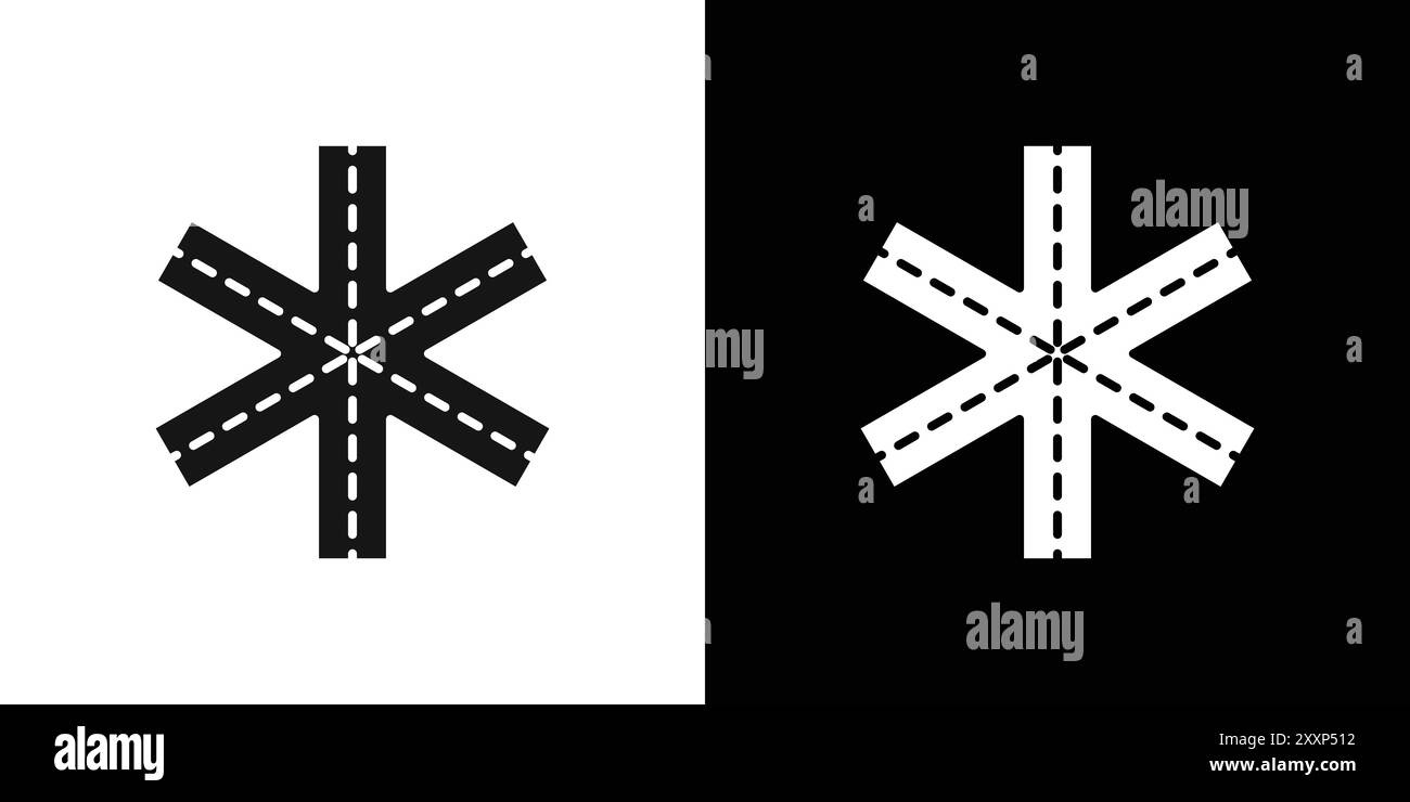 Icône de jonction à plusieurs niveaux vecteur d'art de ligne noire en noir et blanc de définir le signe de collection Illustration de Vecteur