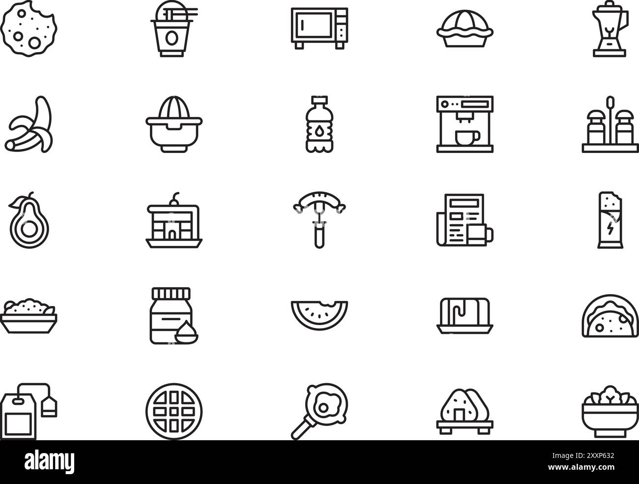 La collection d'icônes de petit-déjeuner est une illustration vectorielle avec un trait modifiable. Illustration de Vecteur