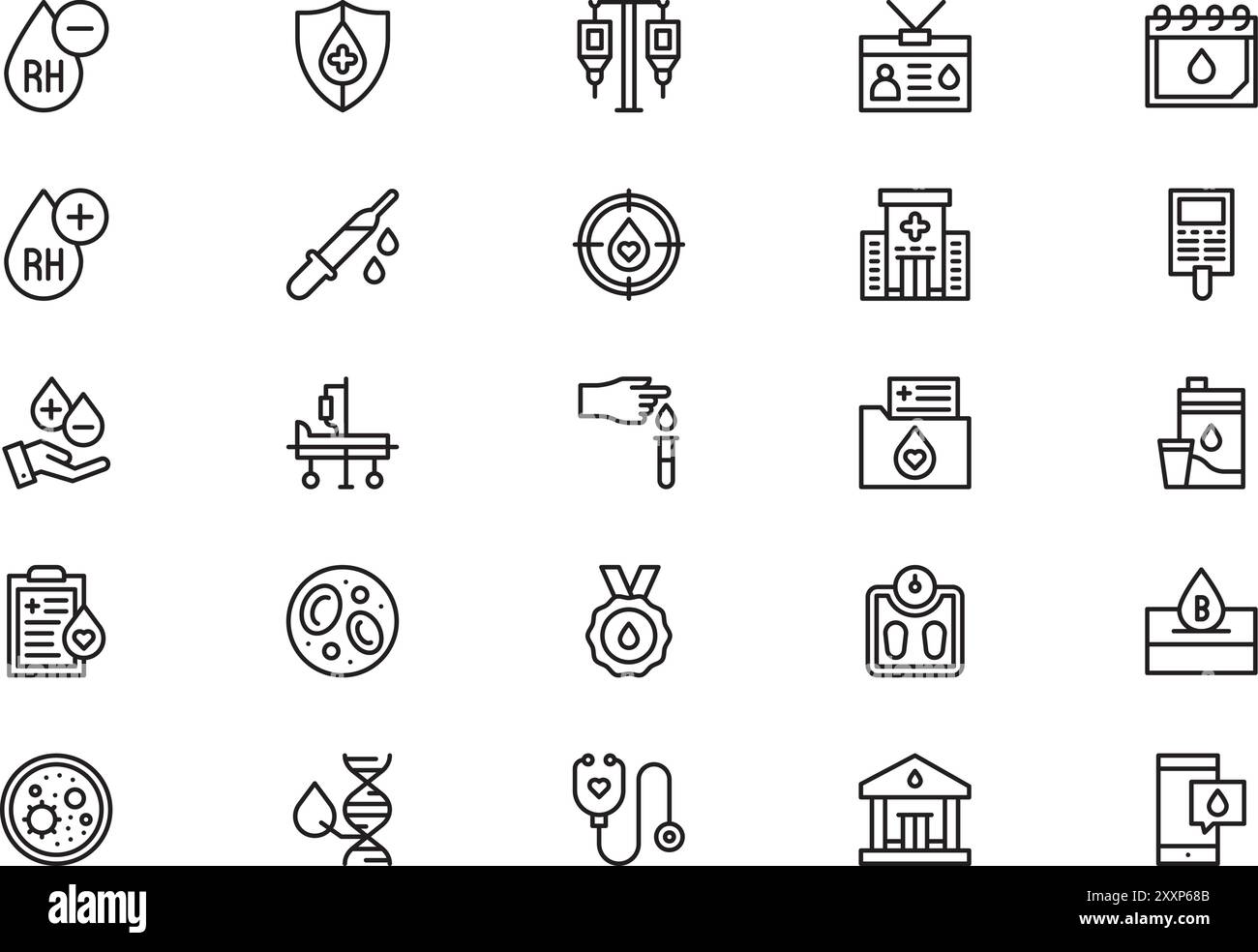 La collection d'icônes de don de sang est une illustration vectorielle avec un trait modifiable. Illustration de Vecteur