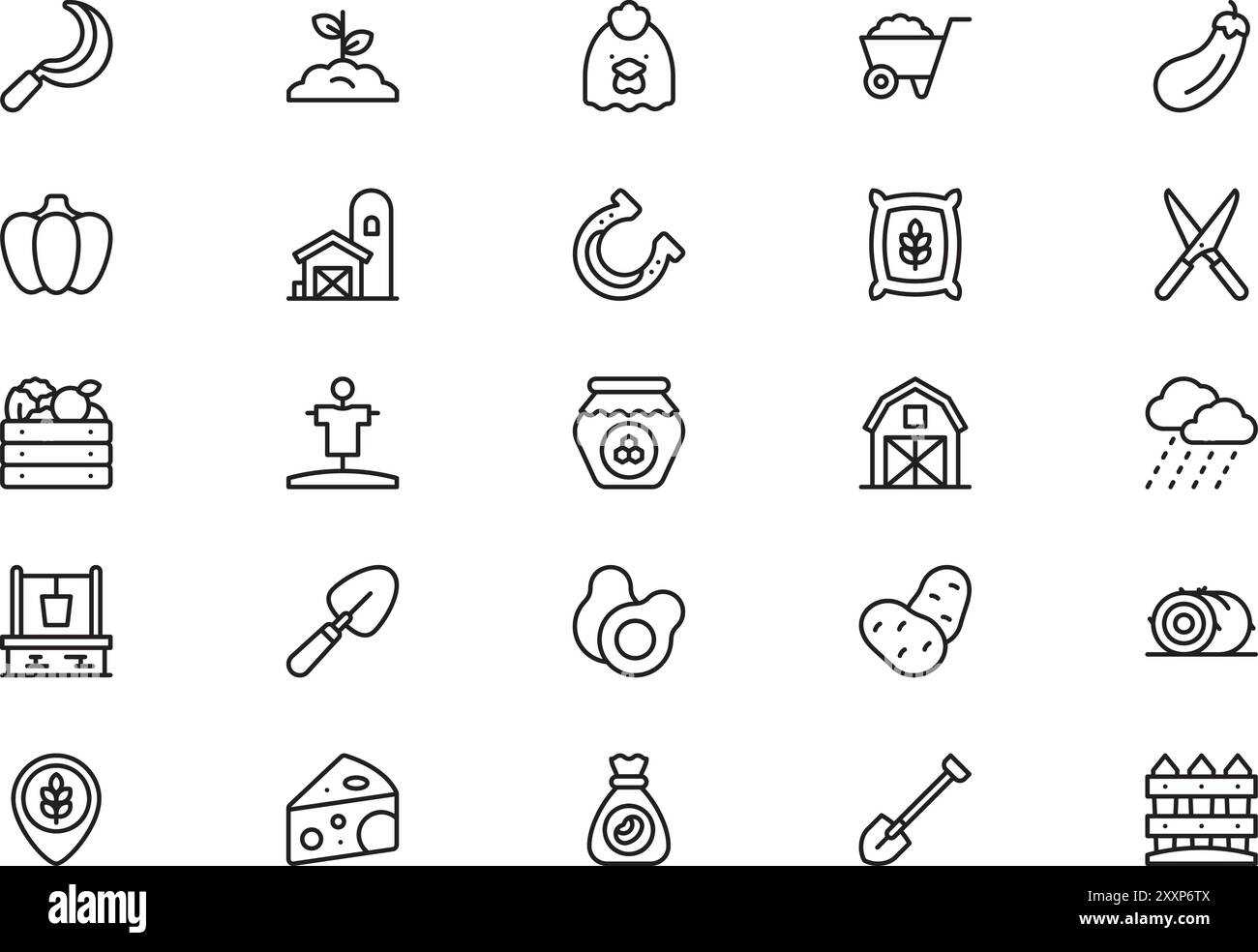 La collection d'icônes agricoles est une illustration vectorielle avec un trait modifiable. Illustration de Vecteur
