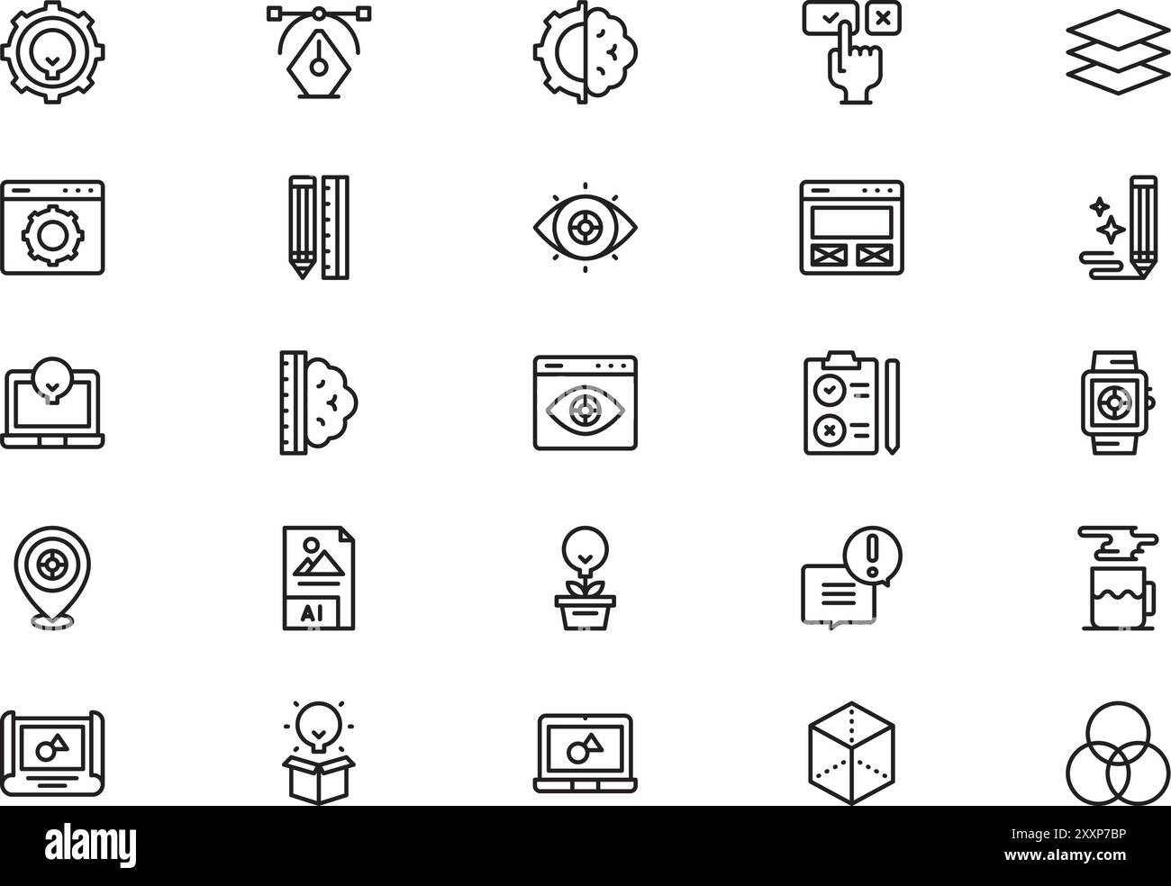 La collection d'icônes Design Thinking est une illustration vectorielle avec un trait modifiable. Illustration de Vecteur