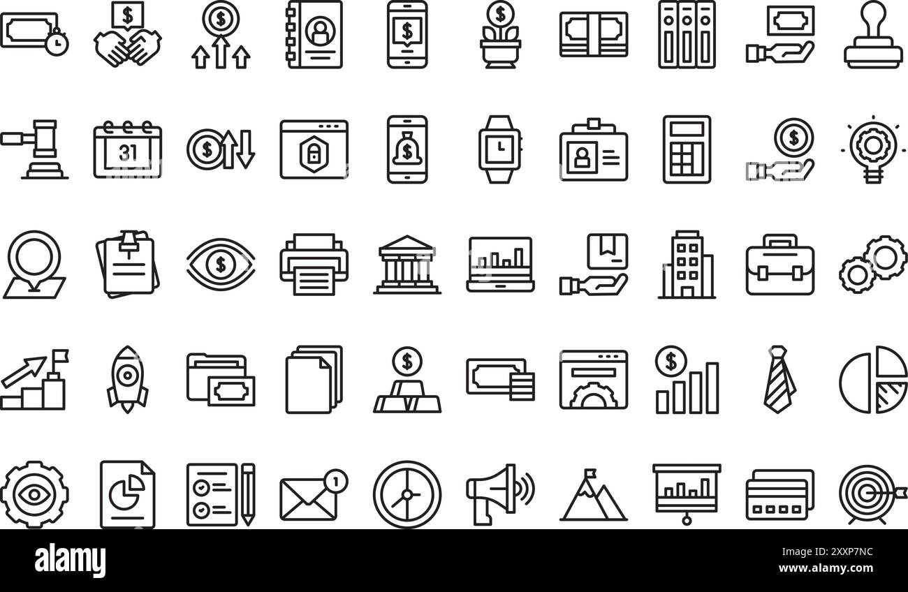 La collection d'icônes d'affaires est une illustration vectorielle avec un trait modifiable. Illustration de Vecteur