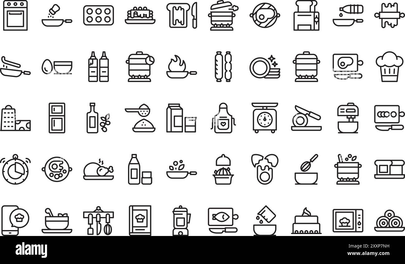 La collection d'icônes de cuisine est une illustration vectorielle avec un trait modifiable. Illustration de Vecteur