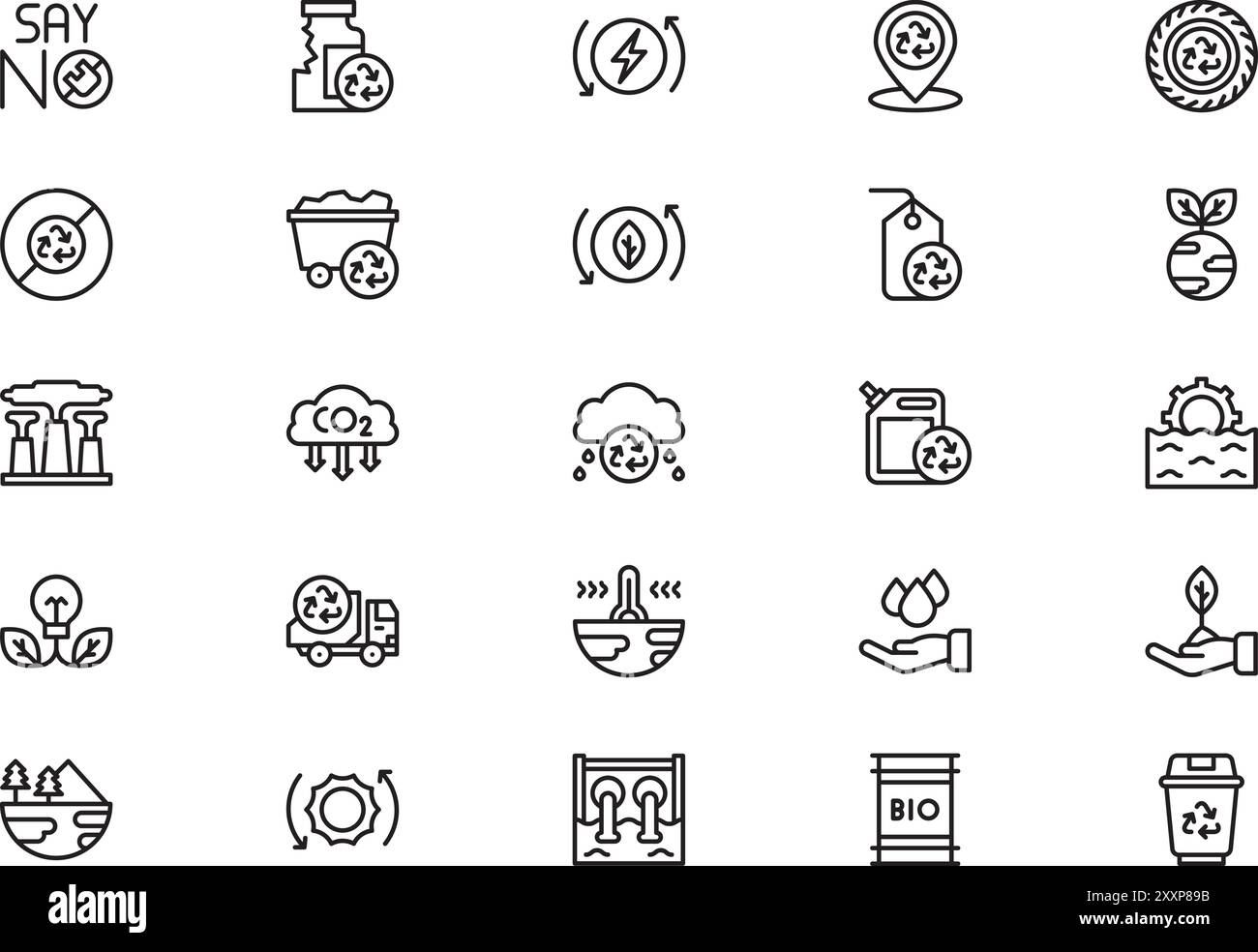 La collection d'icônes de recyclage est une illustration vectorielle avec un trait modifiable. Illustration de Vecteur