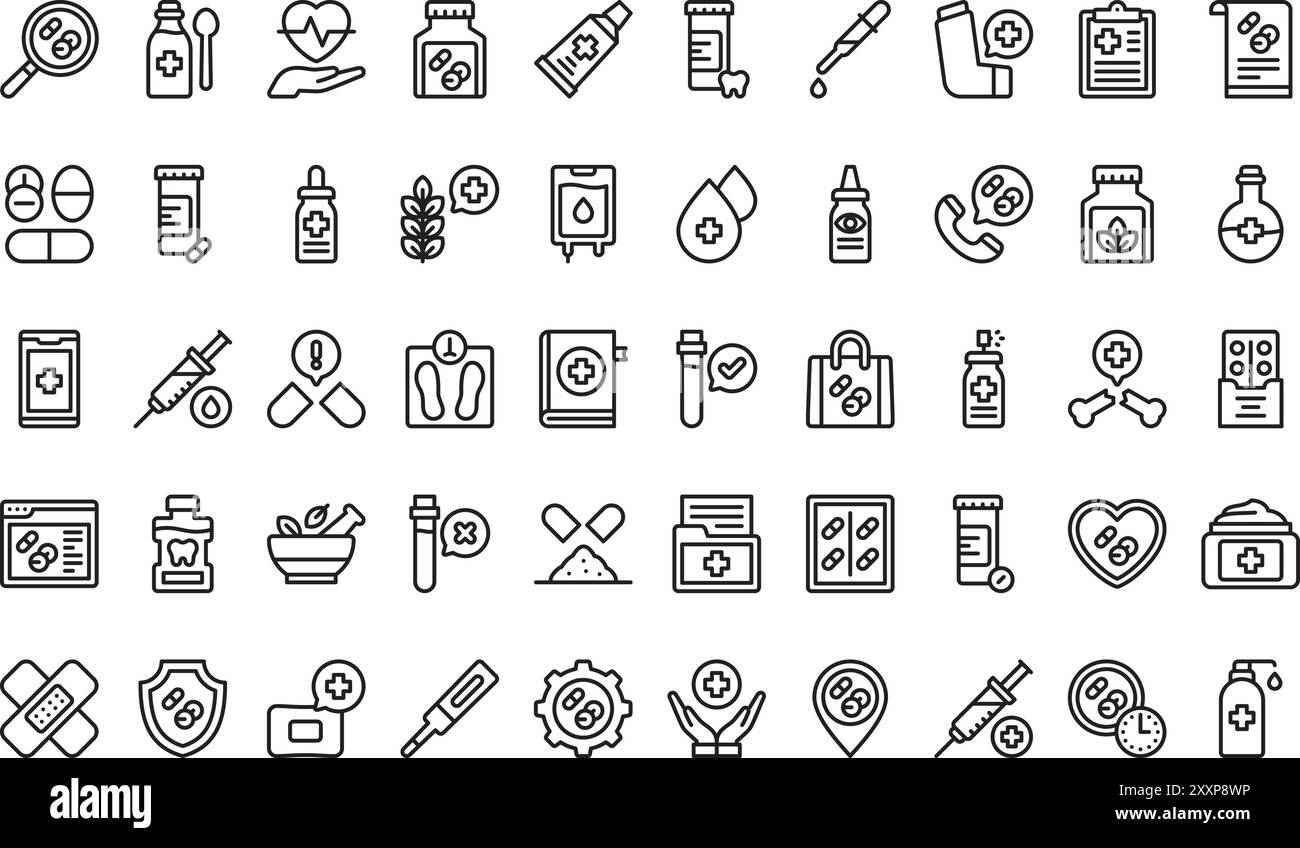 Collection d'icônes de médecine est une illustration vectorielle avec trait modifiable. Illustration de Vecteur