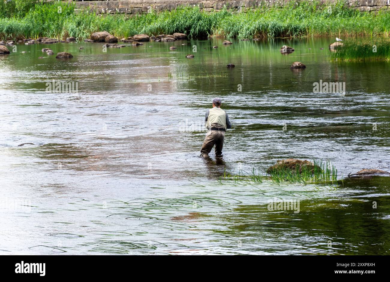 Homme pêche à la mouche sur la rivière Banque D'Images