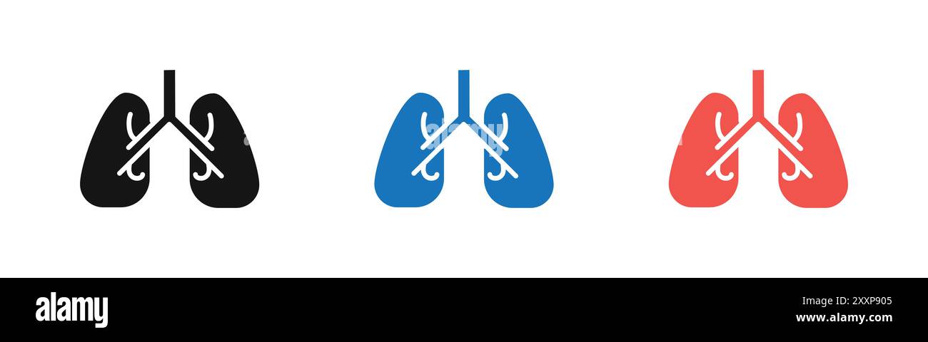 Collection ou ensemble de contours d'icône poumons en noir et blanc Illustration de Vecteur