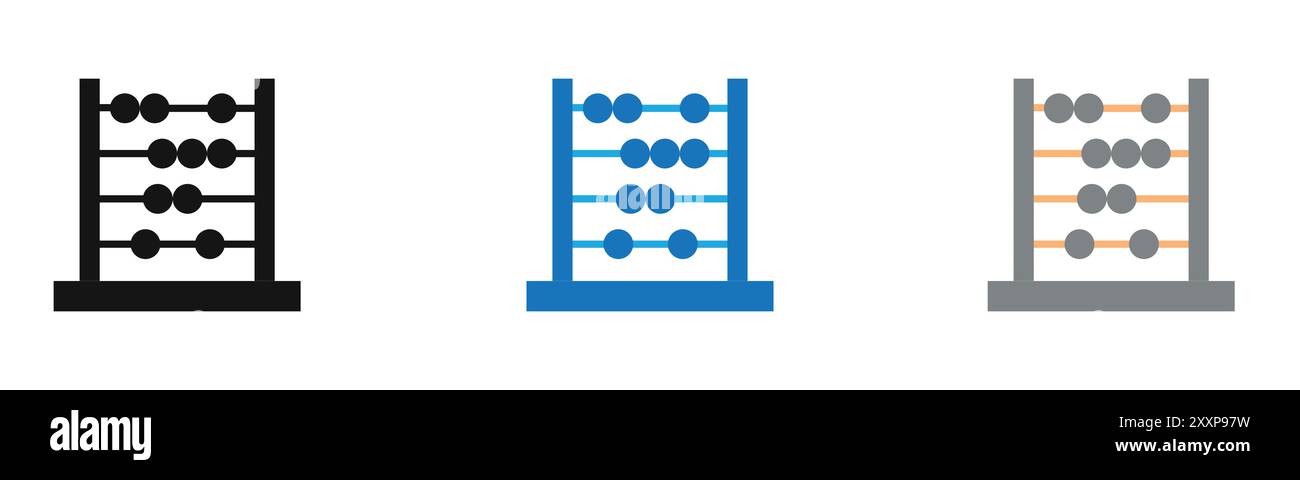 Collection de contour d'icône Abacus ou ensemble en noir et blanc Illustration de Vecteur