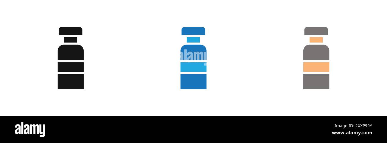 collection ou ensemble d'icônes de flacon d'injection en noir et blanc Illustration de Vecteur