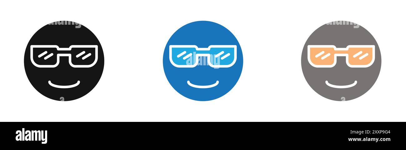 Cool collection de contour d'icône Emoji ou ensemble en noir et blanc Illustration de Vecteur