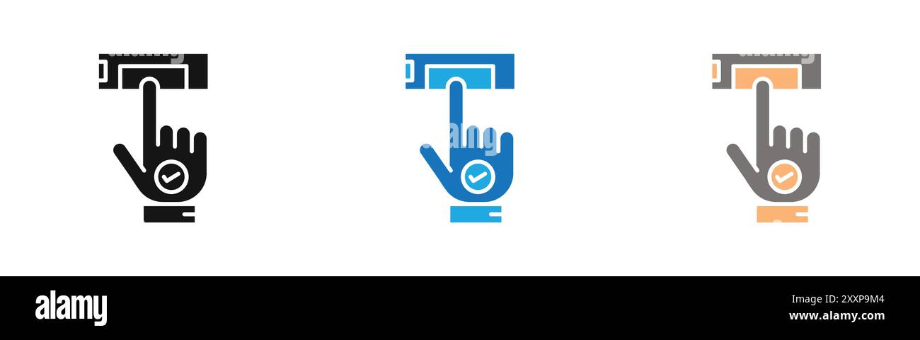 Collection de contours d'icône d'authentification par doigt ou définie en noir et blanc Illustration de Vecteur