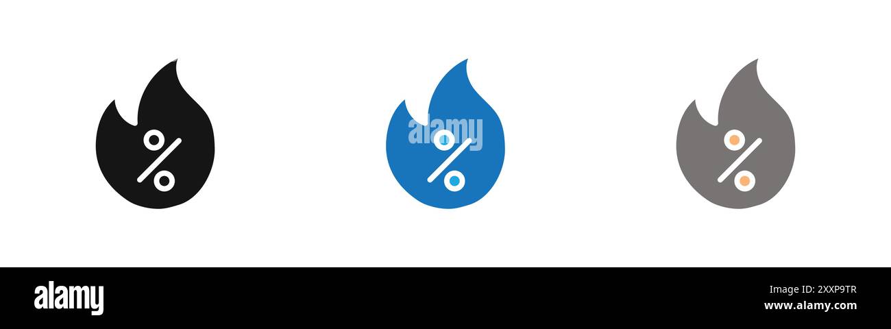 Collection ou ensemble d'icônes Hot Deal en noir et blanc Illustration de Vecteur