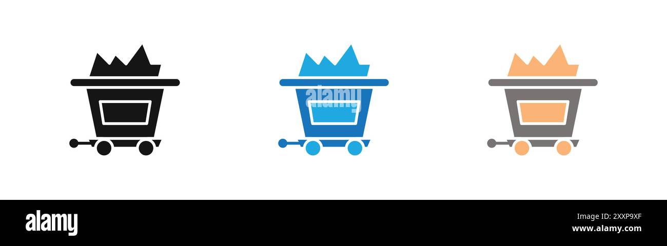 Mining Cart Icon Outline collection ou ensemble en noir et blanc Illustration de Vecteur