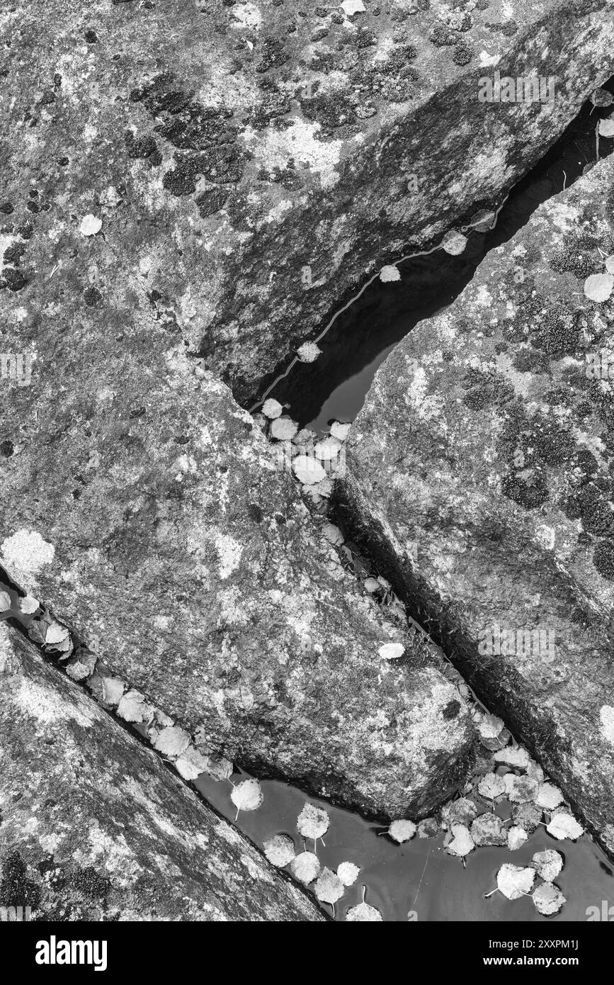 Formation rocheuse dans un ruisseau, Norrbotten, Laponie, Suède, septembre 2014, Europe Banque D'Images