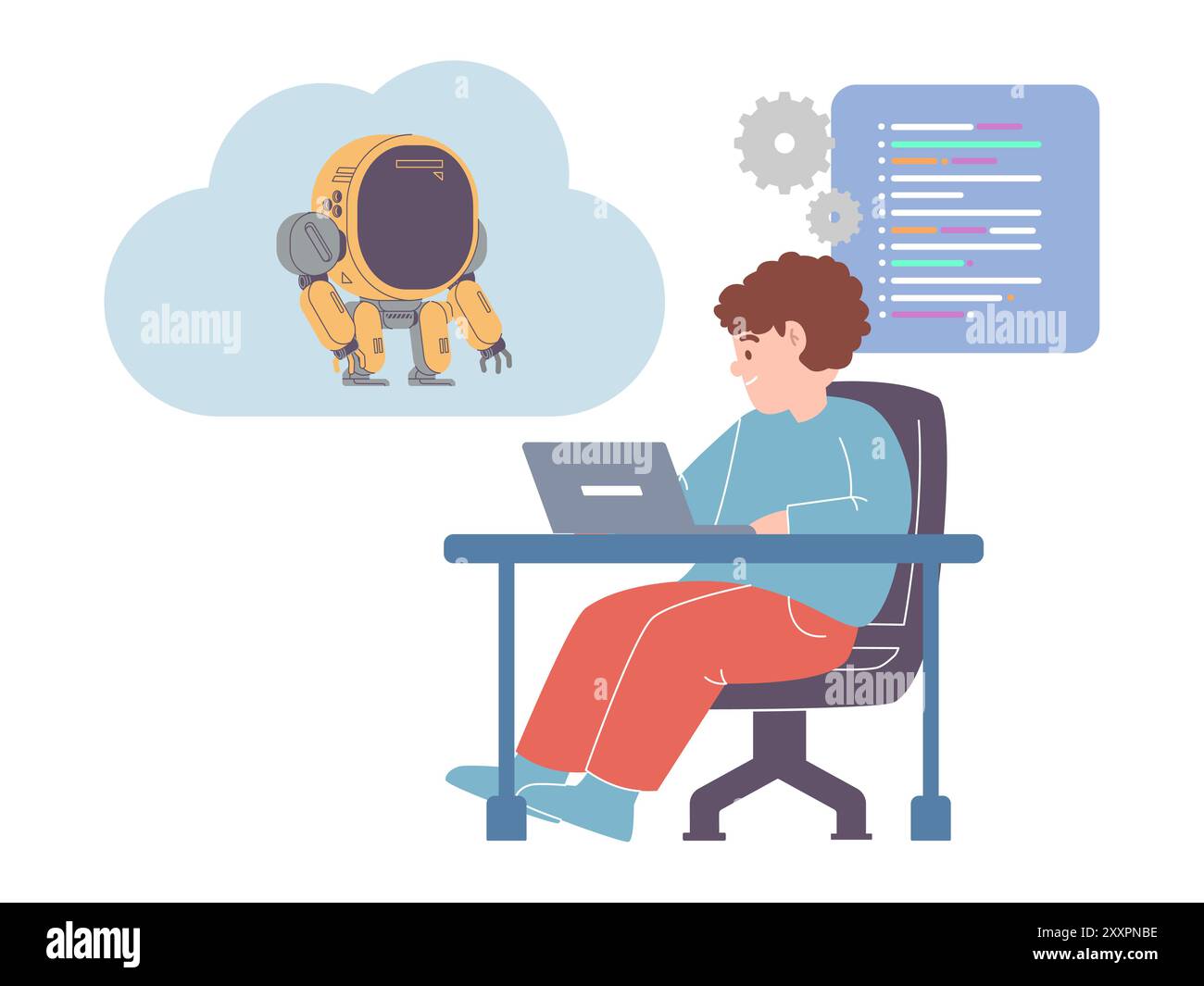 cloud robotique concept d'idée futuriste artificiel avenir intelligent a besoin de données de connexion illustration de conception de système de cloud Illustration de Vecteur