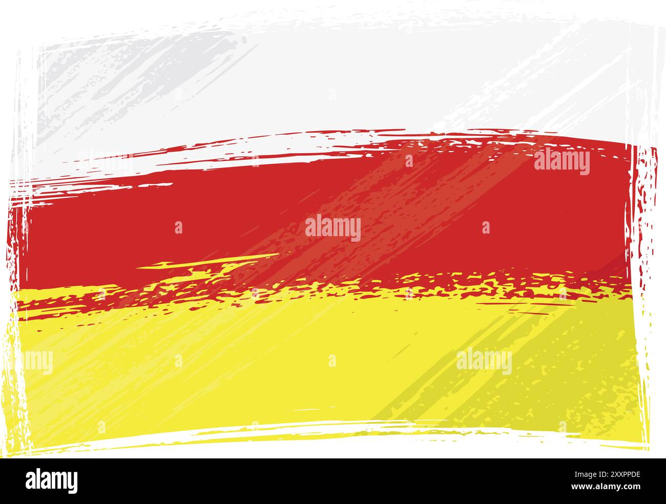 Drapeau national d'Ossétie du Nord et du Sud créé dans le style grunge Banque D'Images