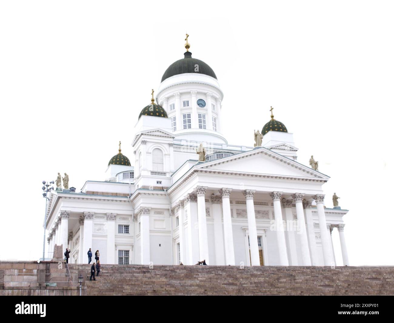 Cathédrale d'Helsinki Finlande, isolée vers le ciel gris clair Banque D'Images