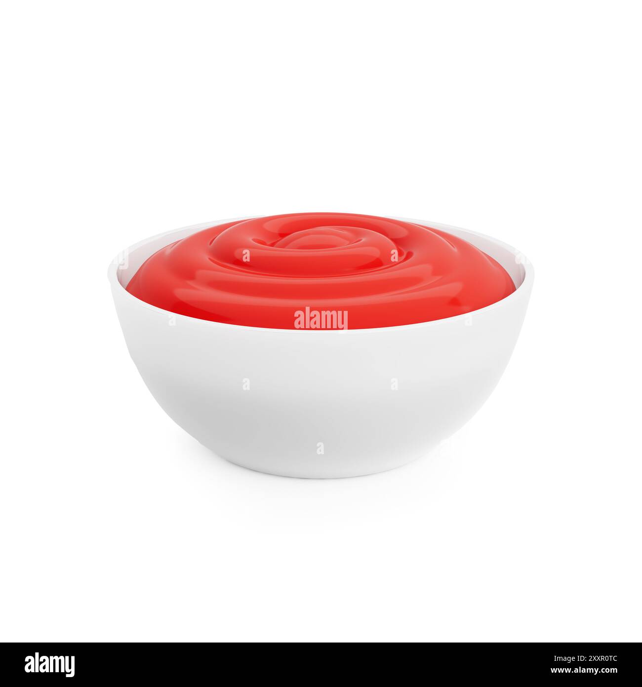Cartoon sauce tomate sur Une icône de plaque en céramique blanche sur un fond blanc. Rendu 3D. Banque D'Images