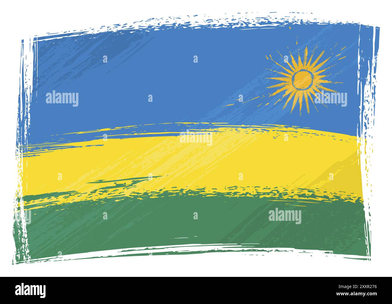 Drapeau du Rwanda créé dans le style grunge Banque D'Images