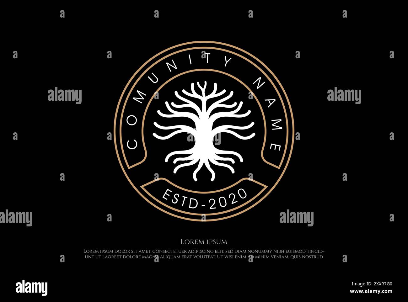 Circle Oak Banyan Maple Family Tree of Life Stamp Seal Emblem logo Design vecteur Illustration de Vecteur