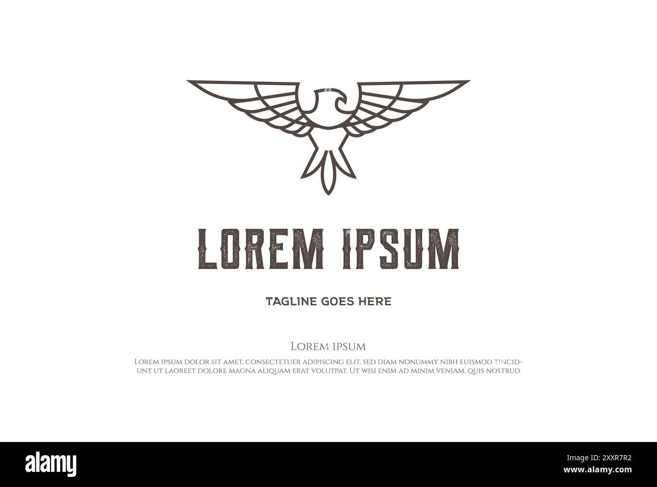 Fort Eagle Hawk Falcon Bird Monogram Line Outline logo Design Vector Illustration de Vecteur