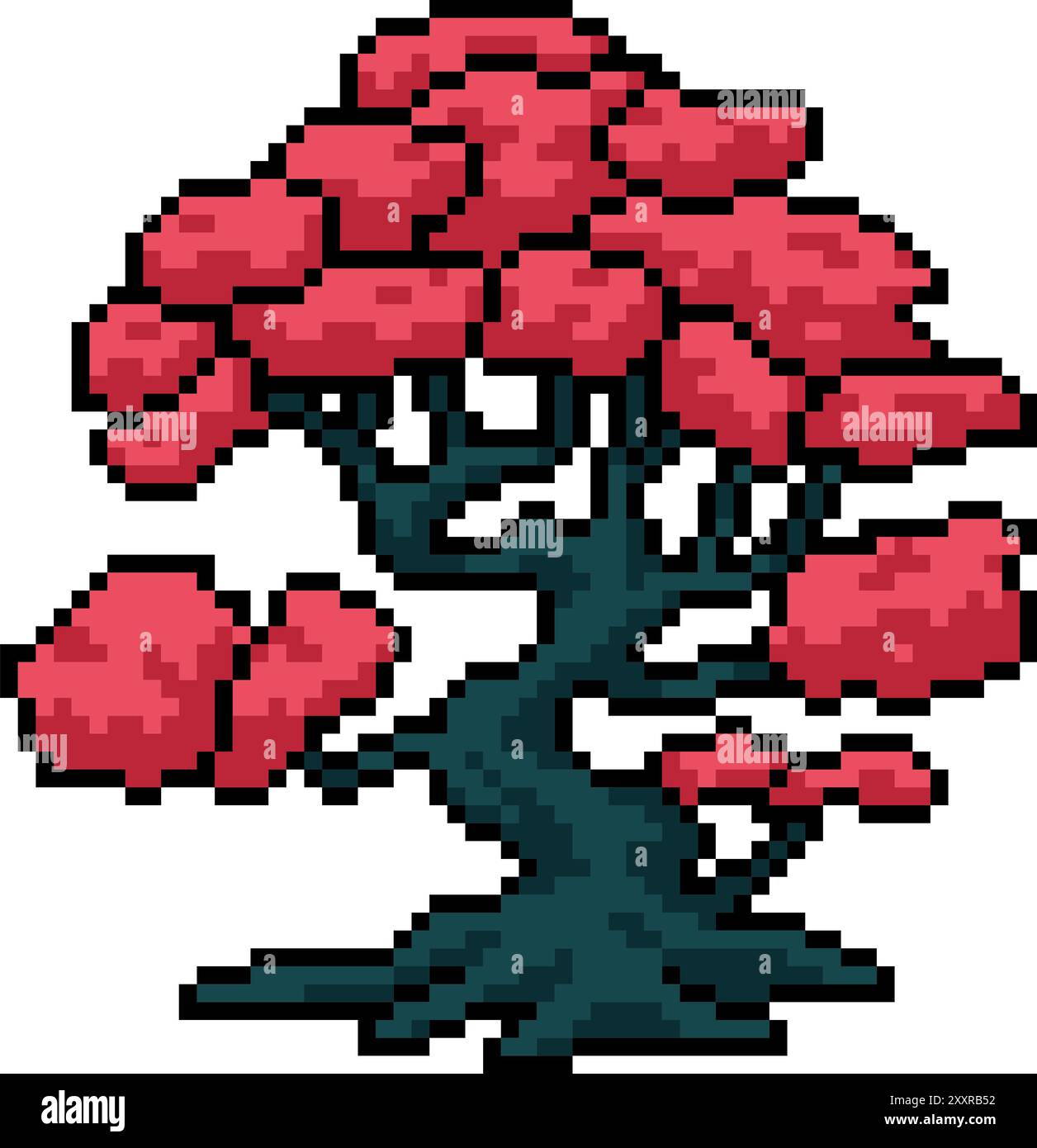 pixel art de l'arbre de fleur de cerisier isolé fond Illustration de Vecteur