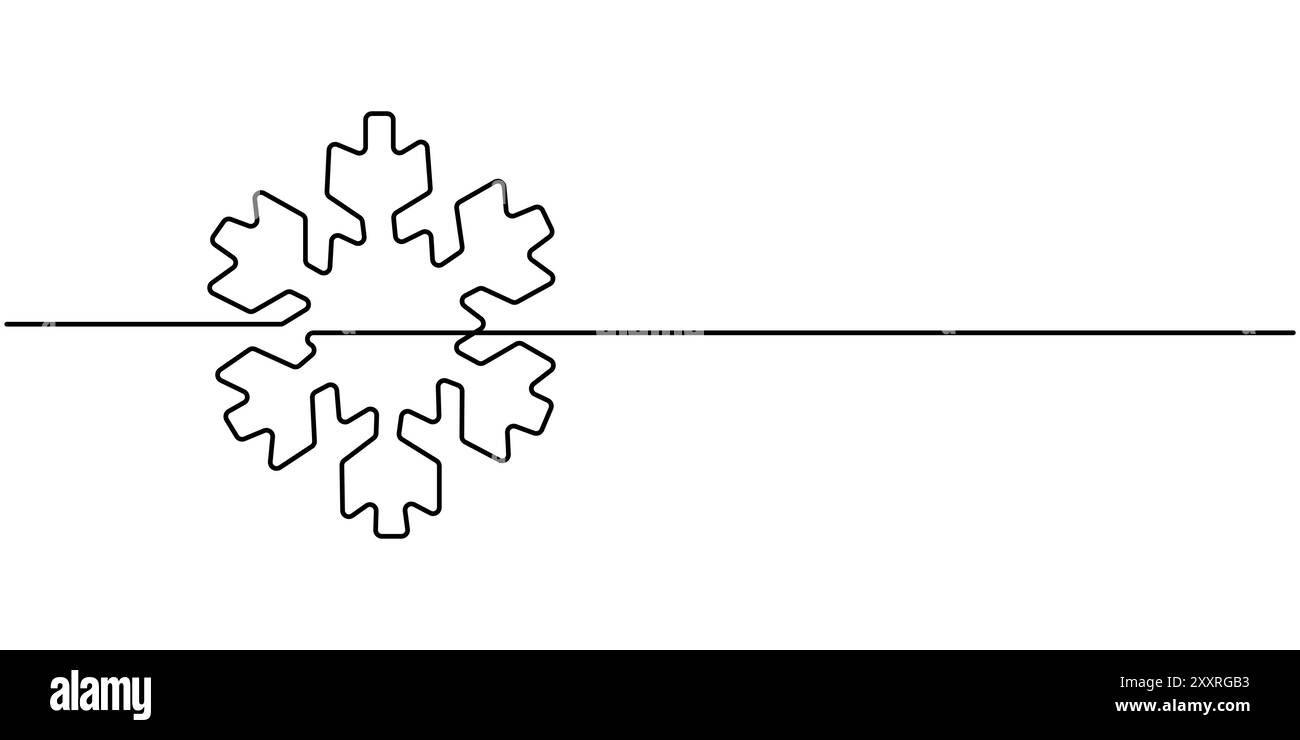 Joyeux Noël décoration. Dessin continu d'une ligne, bordure de flocon de neige dessin continu d'une ligne, un dessin continu de ligne de noël Illustration de Vecteur